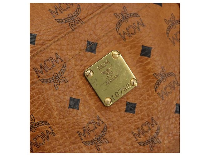 Borsa Tote MCM Vicetos Logogram in pelle PVC marrone oro Auth BA12397A D'oro - vista 14