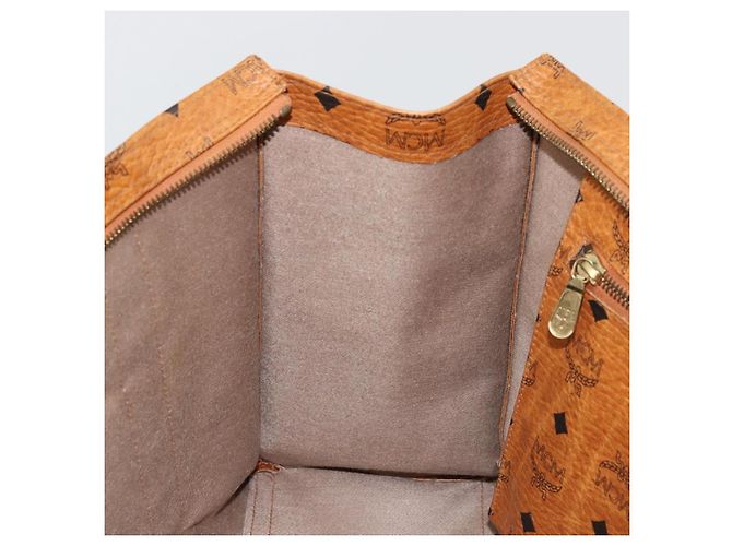 Borsa Tote MCM Vicetos Logogram in pelle PVC marrone oro Auth BA12397A D'oro - vista 19