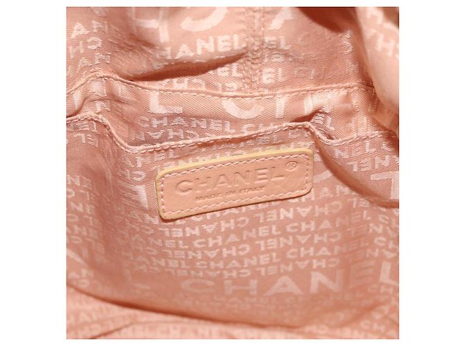 CHANEL Borsa a Mano Choco Bar in Pelle Beige CC Auth 179026A - vista 15