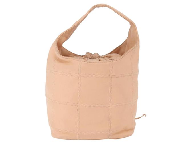 CHANEL Borsa a Mano Choco Bar in Pelle Beige CC Auth 179026A - vista 3