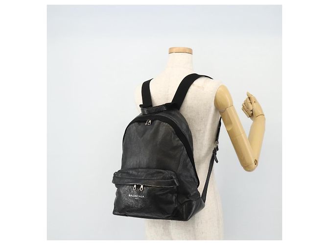 Zaino in pelle nera e argento BALENCIAGA 409010 Auth bs34947 Nero - vista 26