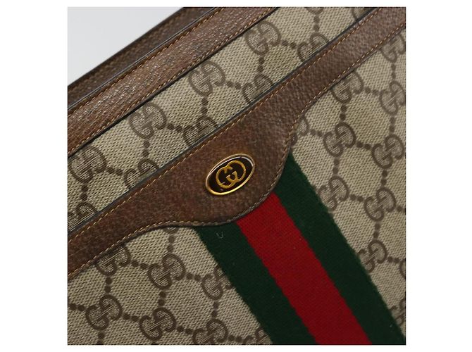 Borsa Sherry Line GG Supreme Web di GUCCI in PVC beige e oro 14 02 034 Auth 178112 D'oro - vista 14