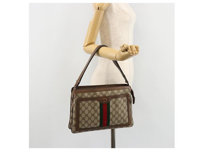 Borsa Sherry Line GG Supreme Web di GUCCI in PVC beige e oro 14 02 034 Auth 178112 D'oro - vista 25