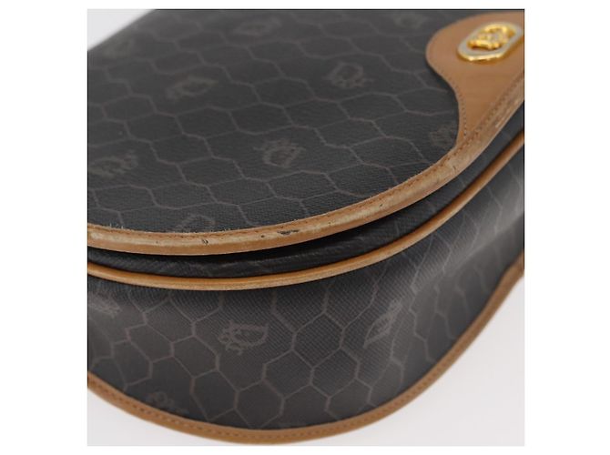 Borsa a spalla in tela a nido d'ape PVC nera e dorata Christian Dior Auth 178180 Nero D'oro - vista 10