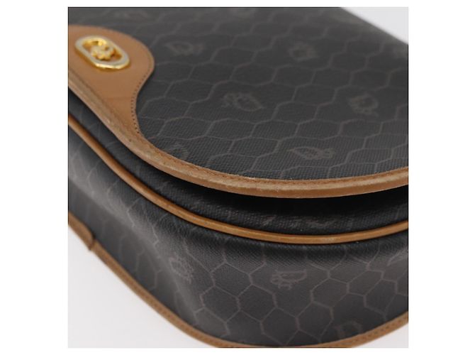 Borsa a spalla in tela a nido d'ape PVC nera e dorata Christian Dior Auth 178180 Nero D'oro - vista 11