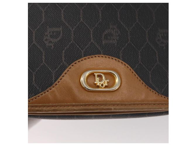 Borsa a spalla in tela a nido d'ape PVC nera e dorata Christian Dior Auth 178180 Nero D'oro - vista 14