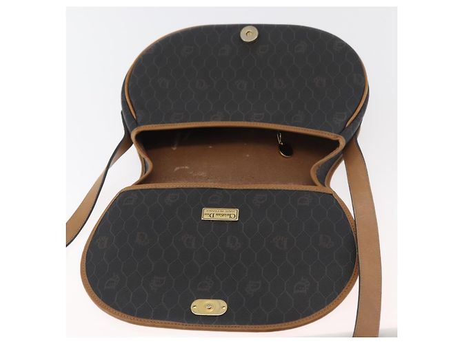 Borsa a spalla in tela a nido d'ape PVC nera e dorata Christian Dior Auth 178180 Nero D'oro - vista 15