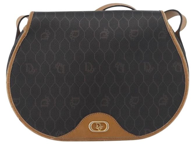 Borsa a spalla in tela a nido d'ape PVC nera e dorata Christian Dior Auth 178180 Nero D'oro - vista 2