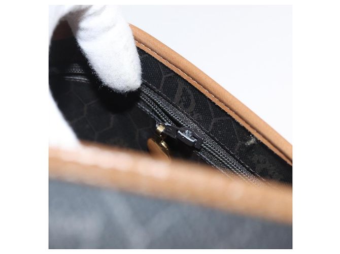 Borsa a spalla in tela a nido d'ape PVC nera e dorata Christian Dior Auth 178180 Nero D'oro - vista 20