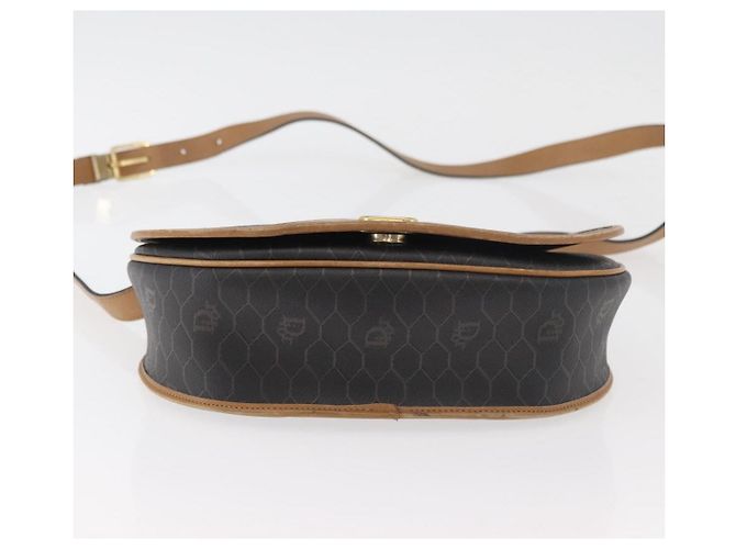 Borsa a spalla in tela a nido d'ape PVC nera e dorata Christian Dior Auth 178180 Nero D'oro - vista 9