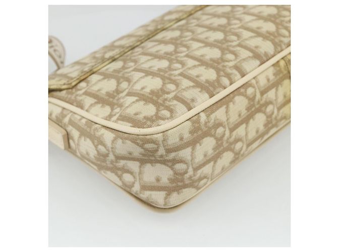 Borsa a Spalla in Tela Trotter Christian Dior PVC Beige Argento Auth 177983A - vista 13