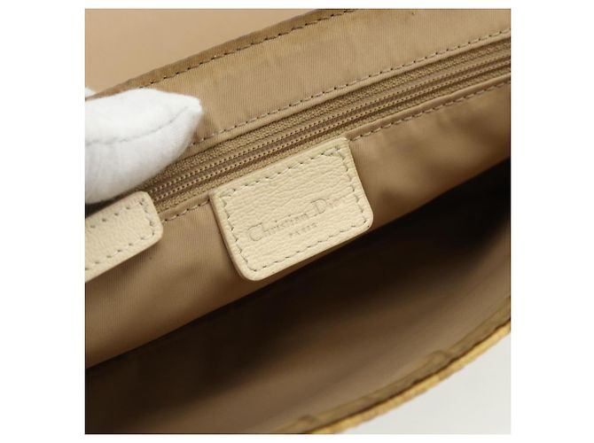 Borsa a Spalla in Tela Trotter Christian Dior PVC Beige Argento Auth 177983A - vista 15