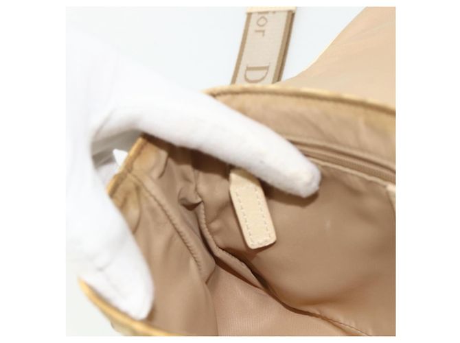 Borsa a Spalla in Tela Trotter Christian Dior PVC Beige Argento Auth 177983A - vista 18