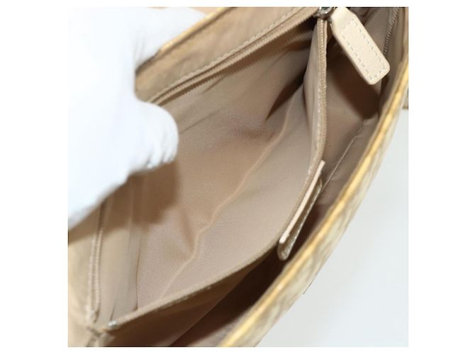Borsa a Spalla in Tela Trotter Christian Dior PVC Beige Argento Auth 177983A - vista 20