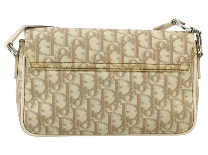 Borsa a Spalla in Tela Trotter Christian Dior PVC Beige Argento Auth 177983A - vista 3