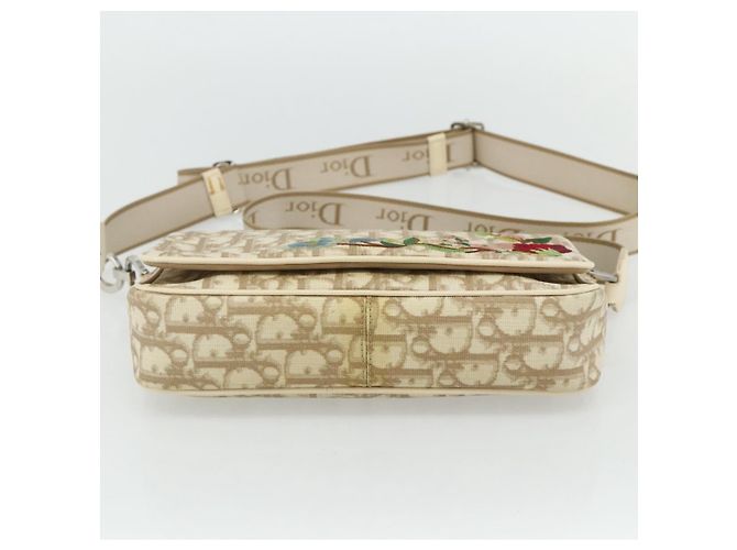 Borsa a Spalla in Tela Trotter Christian Dior PVC Beige Argento Auth 177983A - vista 9