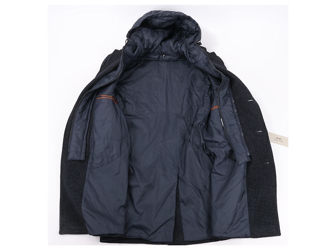 Autre Marque Wollmantel CC Collection Corneliani mit abnehmbarer Kapuzenfutter, Größe 50 Grau - Ansicht 12