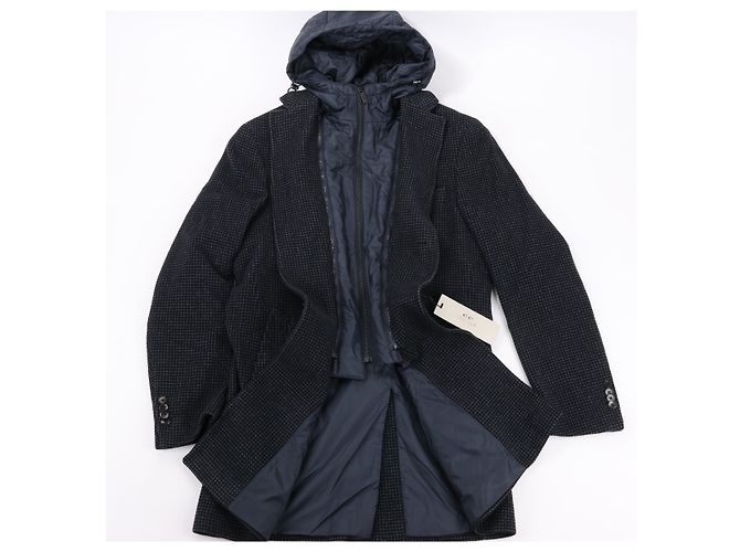 Autre Marque Wollmantel CC Collection Corneliani mit abnehmbarer Kapuzenfutter, Größe 50 Grau - Ansicht 13