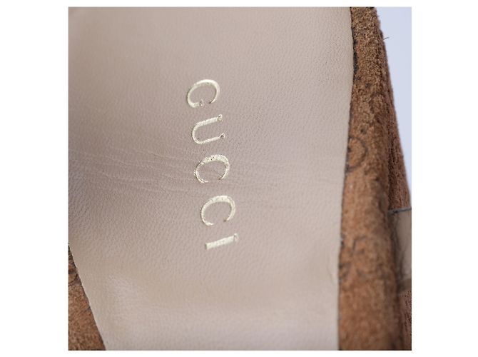 Sandali con zeppa Hollie in suede e sughero Guccissima di Gucci Marrone - vista 5