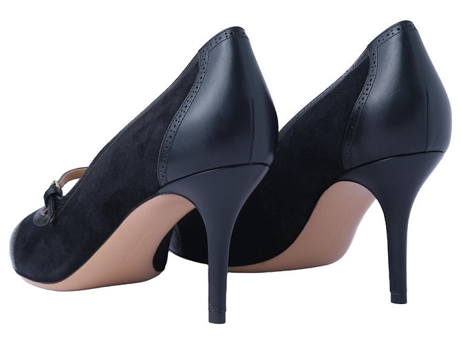 Salvatore Ferragamo Décolleté Mary Jane in Pelle e Camoscio Nero - vista 3