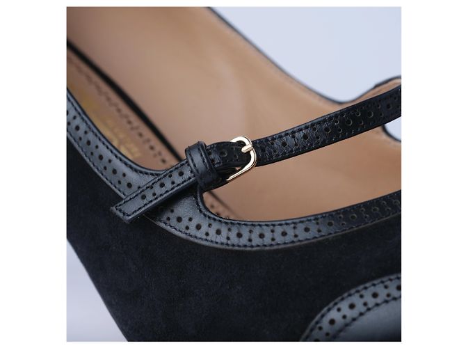 Salvatore Ferragamo Décolleté Mary Jane in Pelle e Camoscio Nero - vista 5