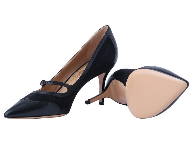 Salvatore Ferragamo Décolleté Mary Jane in Pelle e Camoscio Nero - vista 8