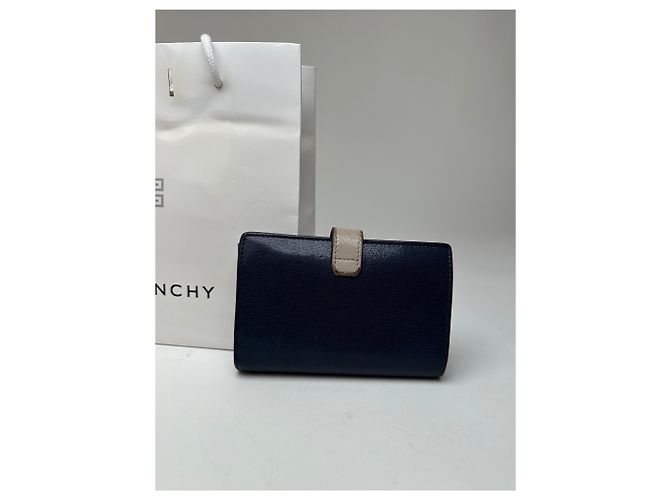 Vintage Givenchy Grained Leather Bifold Wallet Navy Blue - view 10