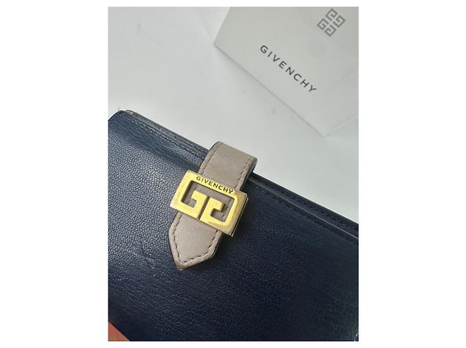 Vintage Givenchy Grained Leather Bifold Wallet Navy Blue - view 3
