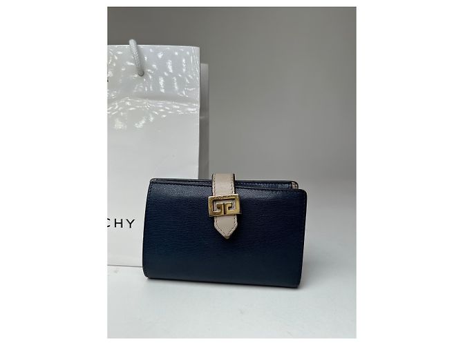Vintage Givenchy Grained Leather Bifold Wallet Navy Blue - view 6
