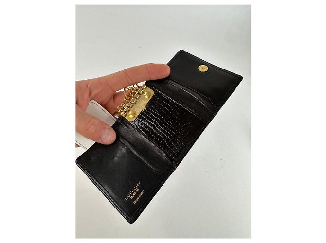 Vintage Givenchy 4G Logo Leather Key Holder Black - view 3