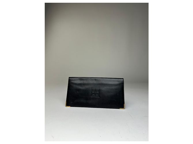 Vintage Givenchy 4G Logo Leather Long Wallet Black - view 2