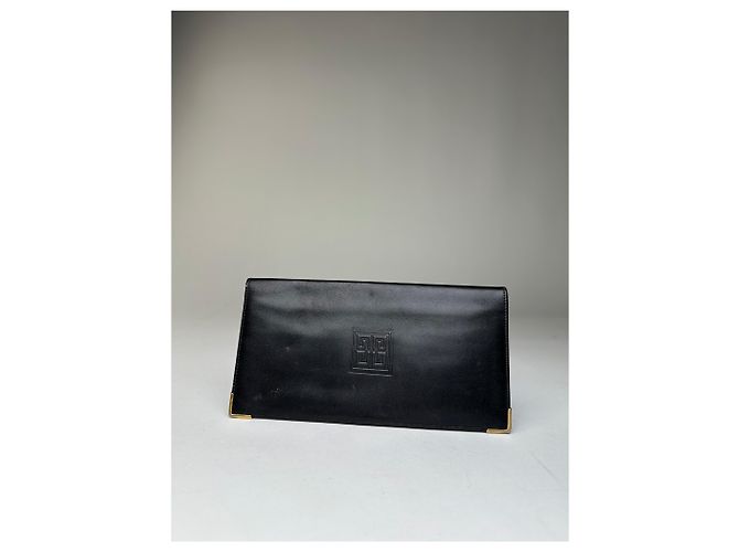 Vintage Givenchy 4G Logo Leather Long Wallet Black - view 9