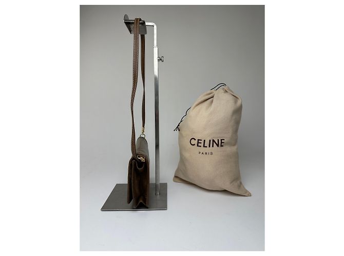 Céline Vintage Celine Coated Canvas Crossbody Flap Bag Brown - view 10