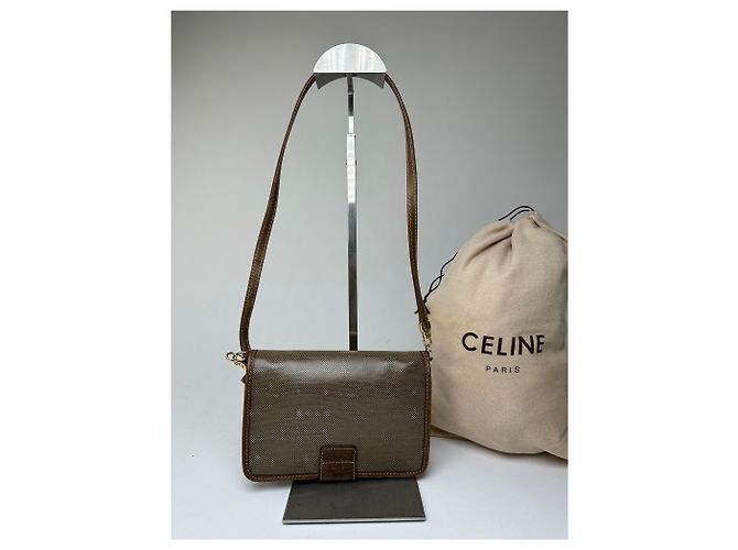 Céline Vintage Celine Coated Canvas Crossbody Flap Bag Brown - view 11