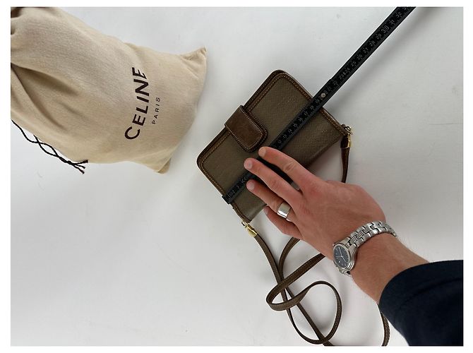 Céline Vintage Celine Coated Canvas Crossbody Flap Bag Brown - view 12