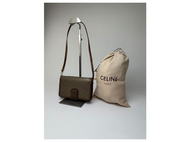 Céline Vintage Celine Coated Canvas Crossbody Flap Bag Brown - view 15