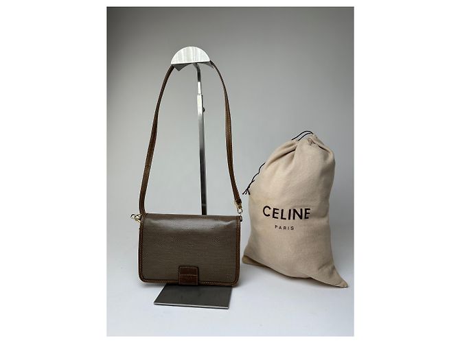 Céline Vintage Celine Coated Canvas Crossbody Flap Bag Brown - view 2
