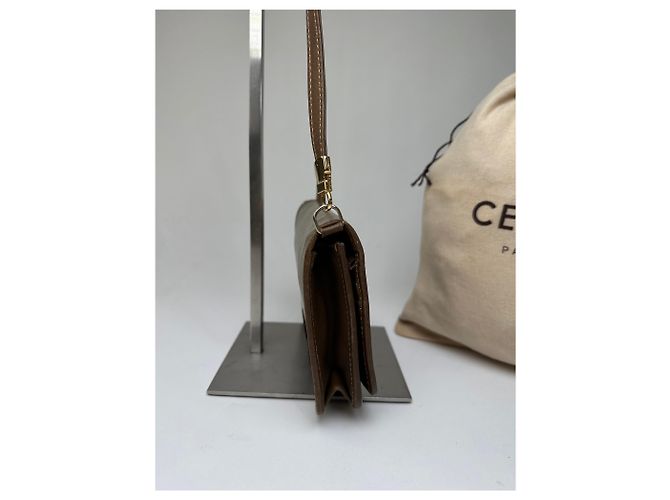 Céline Vintage Celine Coated Canvas Crossbody Flap Bag Brown - view 7