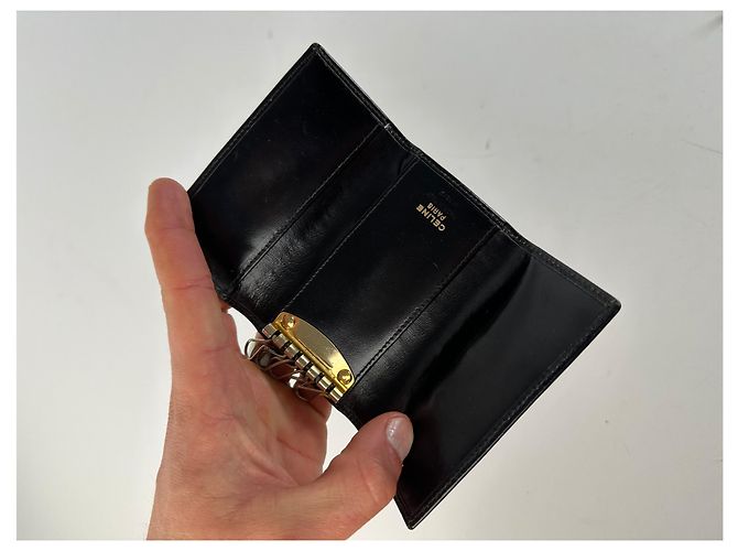 Céline Vintage Celine Paris Leder-Schlüsselhalter Schwarz - Ansicht 3