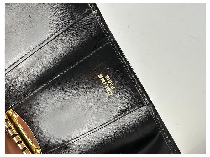 Céline Vintage Celine Paris Leder-Schlüsselhalter Schwarz - Ansicht 4