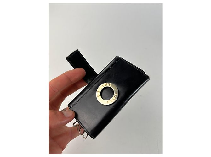 Céline Vintage Celine Paris Leder-Schlüsselhalter Schwarz - Ansicht 5