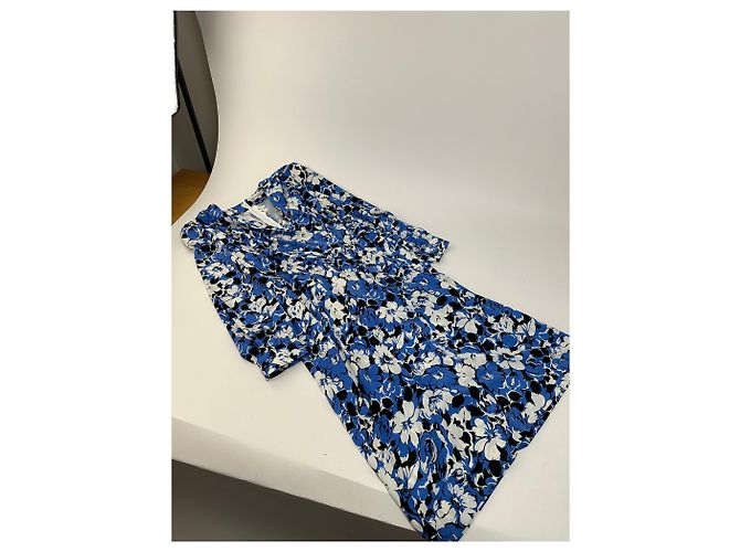 Vintage Givenchy Blumenmuster Seiden-Midikleid Blau - Ansicht 10
