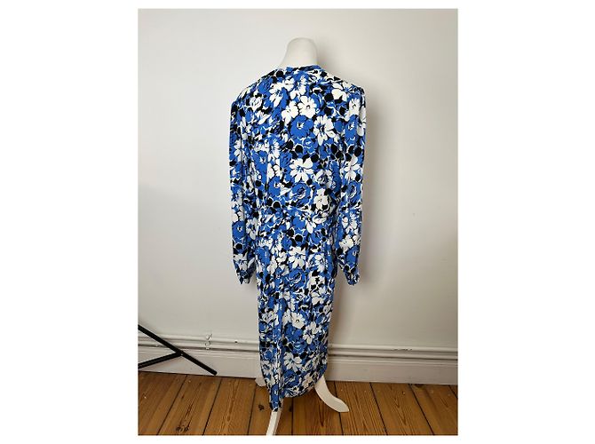 Vintage Givenchy Blumenmuster Seiden-Midikleid Blau - Ansicht 3