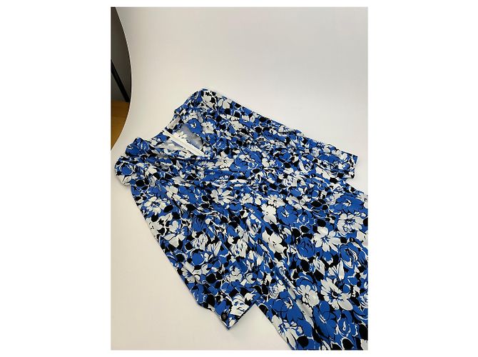 Vintage Givenchy Blumenmuster Seiden-Midikleid Blau - Ansicht 4