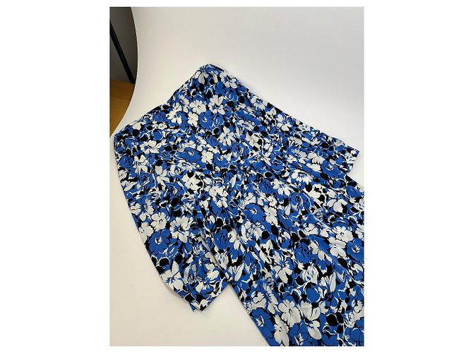 Vintage Givenchy Blumenmuster Seiden-Midikleid Blau - Ansicht 5