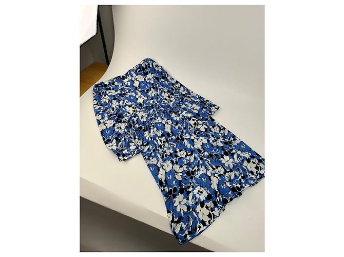Vintage Givenchy Blumenmuster Seiden-Midikleid Blau - Ansicht 6