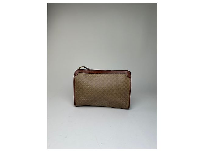Edge Céline Clutch Vintage Celine in Tela Macadam Beige - vista 12
