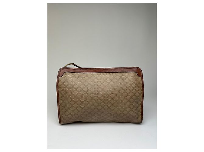 Edge Céline Clutch Vintage Celine in Tela Macadam Beige - vista 2