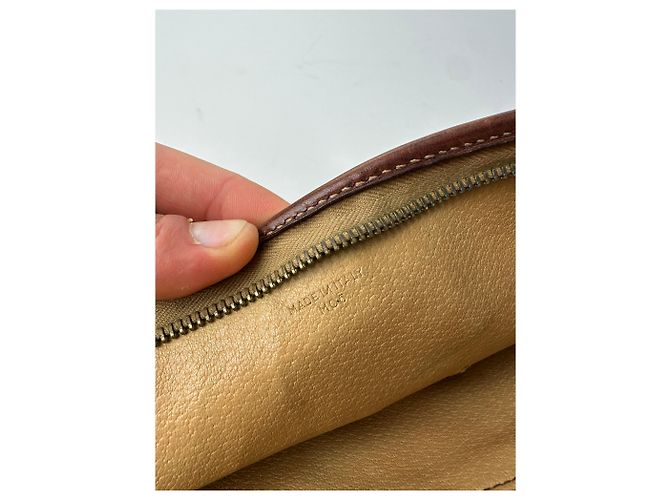Edge Céline Clutch Vintage Celine in Tela Macadam Beige - vista 4