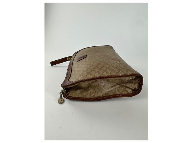 Edge Céline Clutch Vintage Celine in Tela Macadam Beige - vista 5